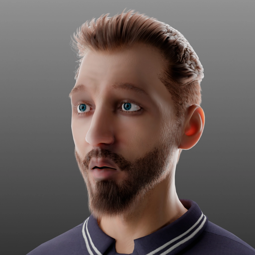 Espressione facciale sorpresa personaggio 3D - Test Shape Keys e Rig facciale