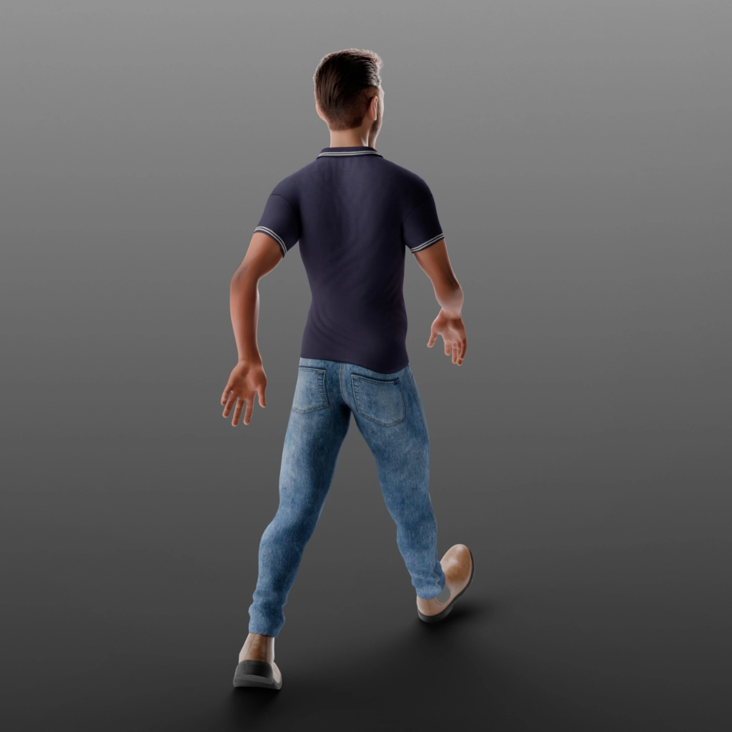 Vista posteriore della posa dinamica cartoon - Controllo delle deformazioni del bacino e della schiena nel modello 3D