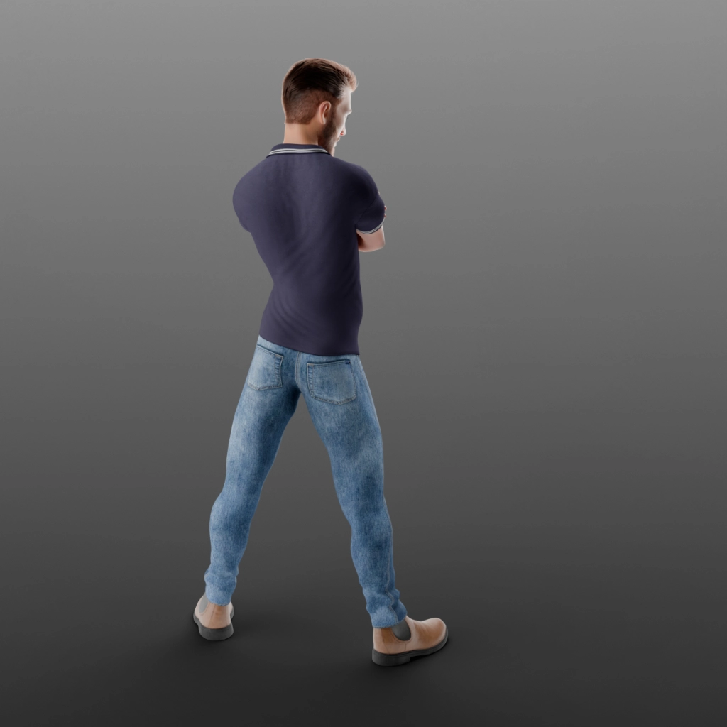 Vista posteriore della posa di sfida - Controllo delle scapole e della deformazione del trapezio nel modello 3D Carlo