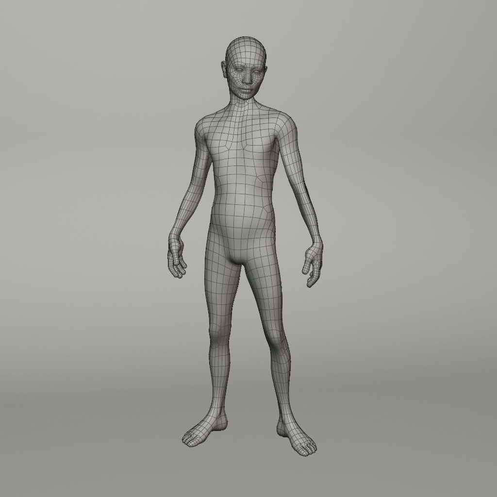 Wireframe 3D Shokunin - Test posa rilassata frontale wireframe